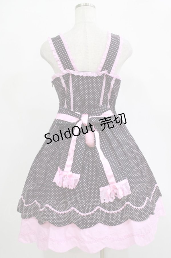 画像3: Angelic Pretty / うさぎちゃんポッケジャンパースカート Free ブラック/ピンク H-25-12-04-004-AP-OP-NS-ZH (3)
