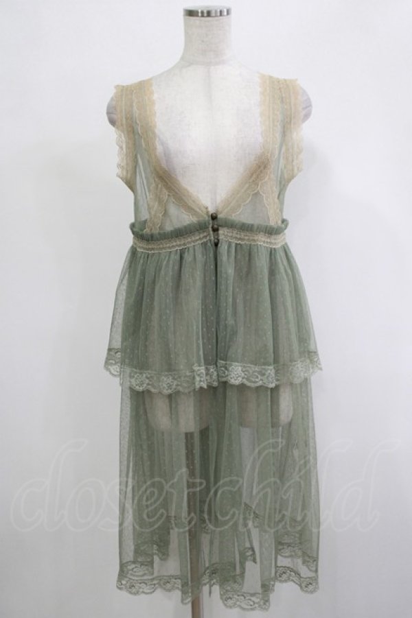 画像1: axes femme / ドットチュール重ねジレ M グリーン H-25-12-04-040-AX-TO-NS-ZH (1)