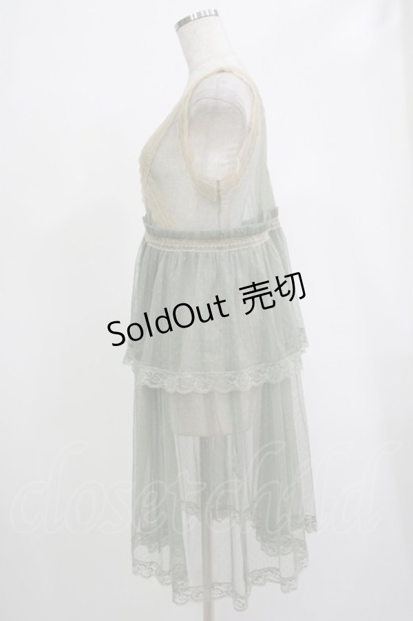 画像2: axes femme / ドットチュール重ねジレ M グリーン H-25-12-04-040-AX-TO-NS-ZH (2)