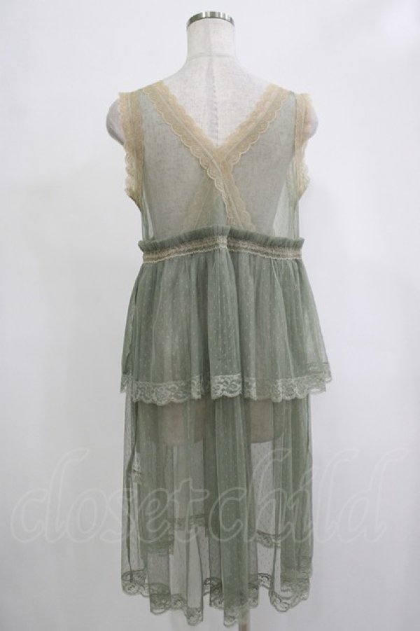 画像3: axes femme / ドットチュール重ねジレ M グリーン H-25-12-04-040-AX-TO-NS-ZH (3)