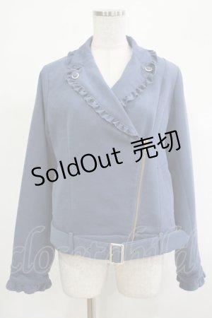 画像: axes femme POETIQUE / フリルライダースジャケット M ブルー H-25-12-04-041-AX-JA-NS-ZH