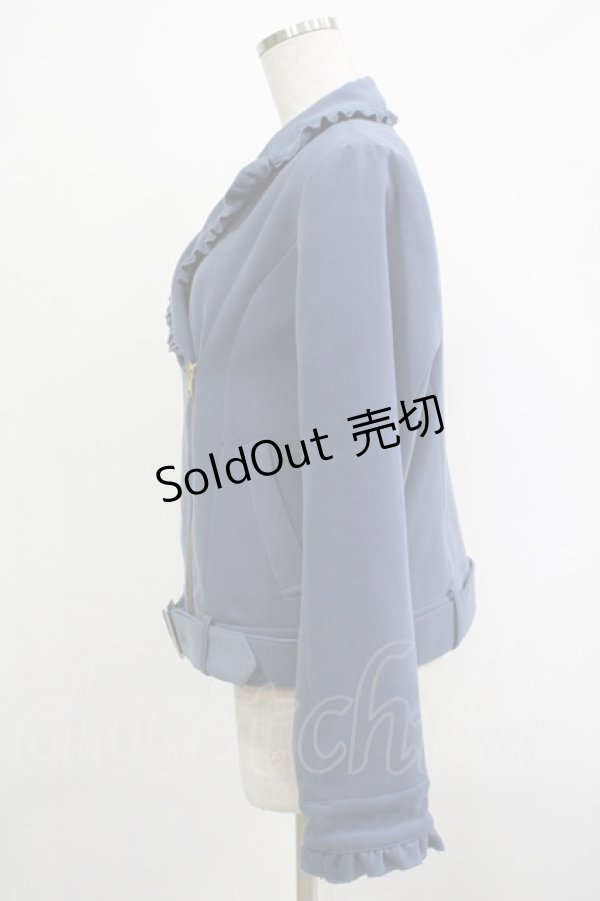 画像2: axes femme POETIQUE / フリルライダースジャケット M ブルー H-25-12-04-041-AX-JA-NS-ZH (2)