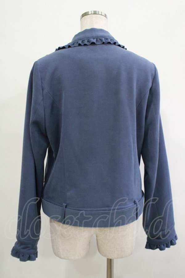 画像3: axes femme POETIQUE / フリルライダースジャケット M ブルー H-25-12-04-041-AX-JA-NS-ZH (3)