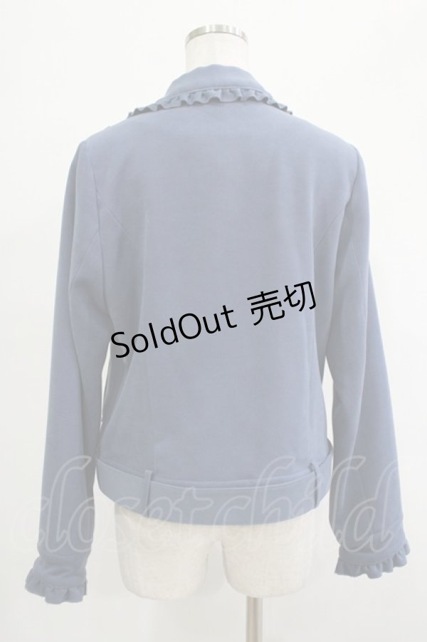 画像3: axes femme POETIQUE / フリルライダースジャケット M ブルー H-25-12-04-041-AX-JA-NS-ZH (3)