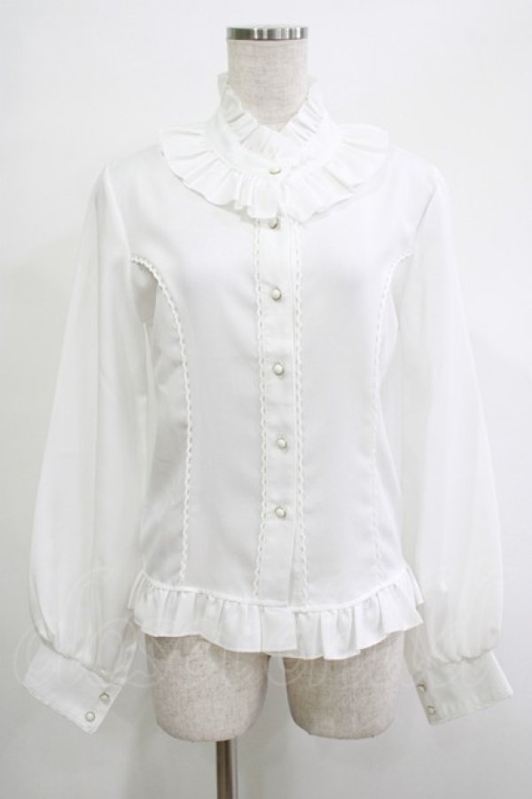 画像1: 梦焚世（海外ロリータブランド） / フリルブラウス M ホワイト H-25-12-04-050-PU-BL-NS-ZH (1)