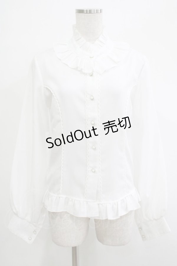 画像1: 梦焚世（海外ロリータブランド） / フリルブラウス M ホワイト H-25-12-04-050-PU-BL-NS-ZH (1)