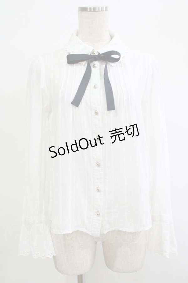 画像1: Blue rouge / リボンブラウス Free オフ/ネイビー H-25-12-04-051-CA-BL-NS-ZH (1)