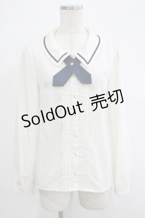 画像: Amavel / クロスリボンタイブラウス Free アイボリー/ネイビー H-25-12-04-052-CA-BL-NS-ZH