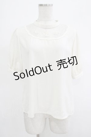 画像: an another angelus / ローズ刺繍ブラウス Free オフ H-25-12-04-054-CA-BL-NS-ZH