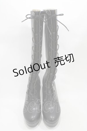 画像: ALICE and the PIRATES / A/Pレースアップロングブーツ L/約24cm〜24.5cm ブラック H-25-12-04-1001-PA-SH-NS-ZH