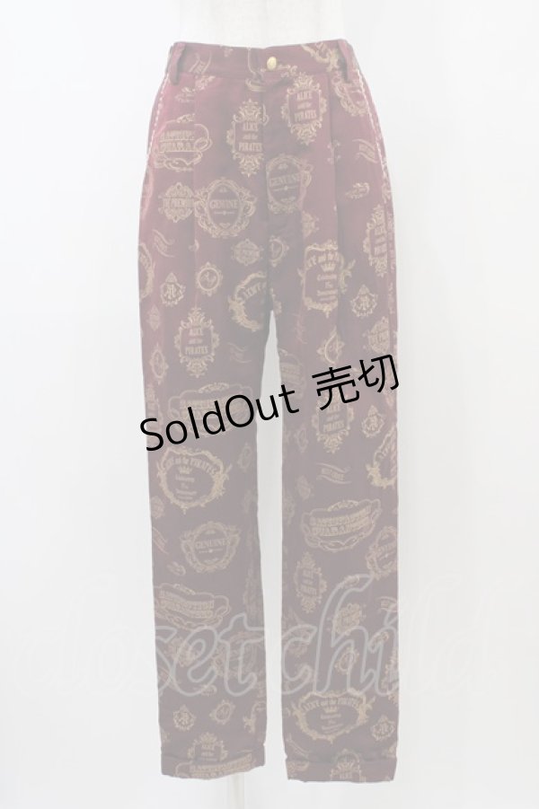 画像1: ALICE and the PIRATES / Vintage label stamp柄パンツ Free ボルドー H-25-12-04-1035-PA-PA-NS-ZH (1)