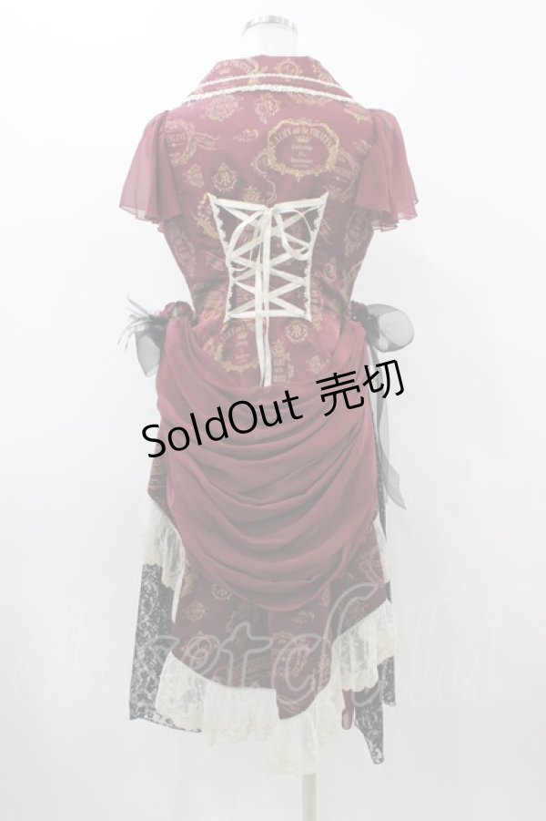 画像2: ALICE and the PIRATES / Vintage label stamp柄ベスト Free ボルドー H-25-12-04-1038-PA-JA-NS-ZH (2)