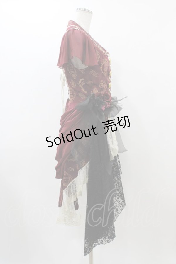 画像3: ALICE and the PIRATES / Vintage label stamp柄ベスト Free ボルドー H-25-12-04-1038-PA-JA-NS-ZH (3)