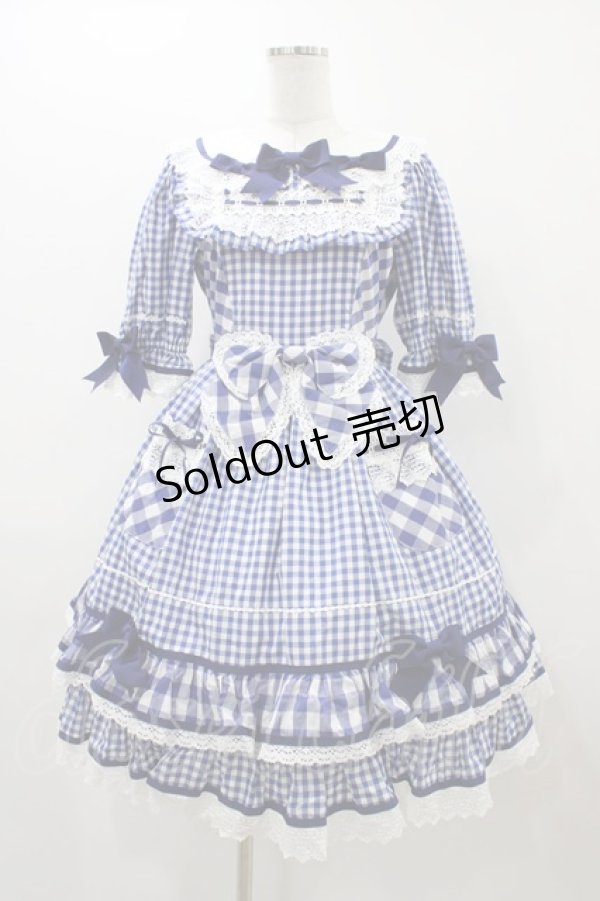 画像1: BABY,THE STARS SHINE BRIGHT / Milky Gingham Dollワンピース Free ブルー H-25-12-04-1040-BA-OP-NS-ZH (1)