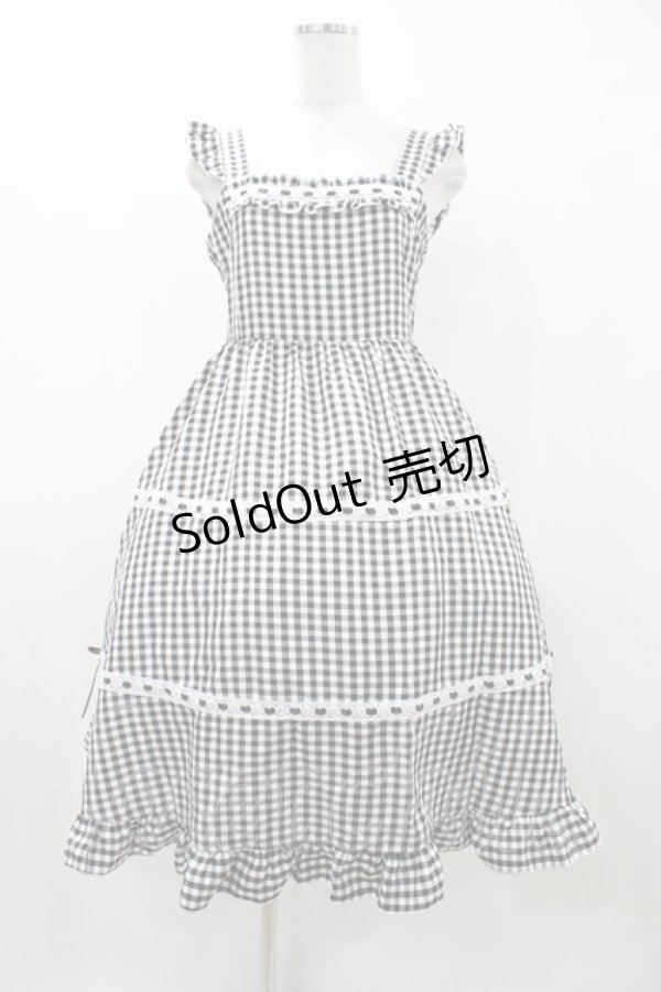 画像1: Cherirulu Chocola / ギンガムチェックジャンパースカート S ブラック H-25-12-04-1044-0-OP-NS-ZH (1)