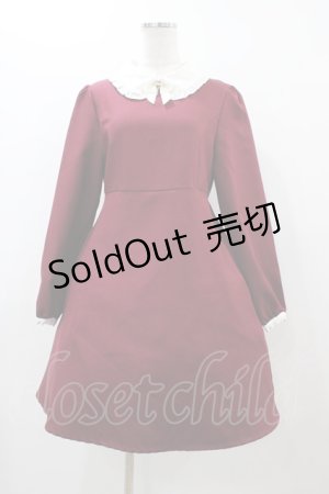 画像: Amavel / フリル襟ワンピース Free ボルドー H-25-12-04-1050-CA-OP-NS-ZH