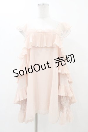 画像: Bon21Hiz / オフショルシフォントップス L ピンク H-25-12-04-1061-0-TO-NS-ZH