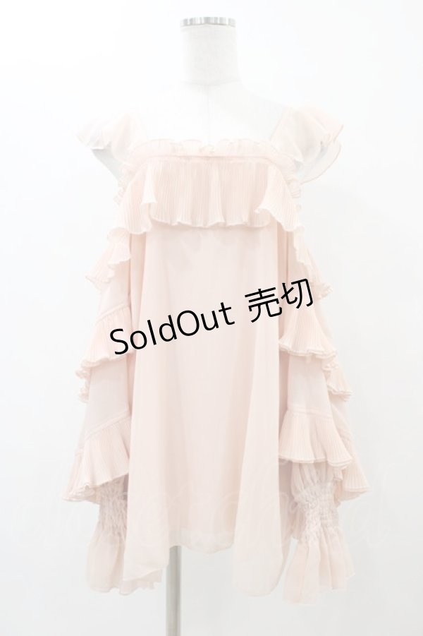 画像1: Bon21Hiz / オフショルシフォントップス L ピンク H-25-12-04-1061-0-TO-NS-ZH (1)