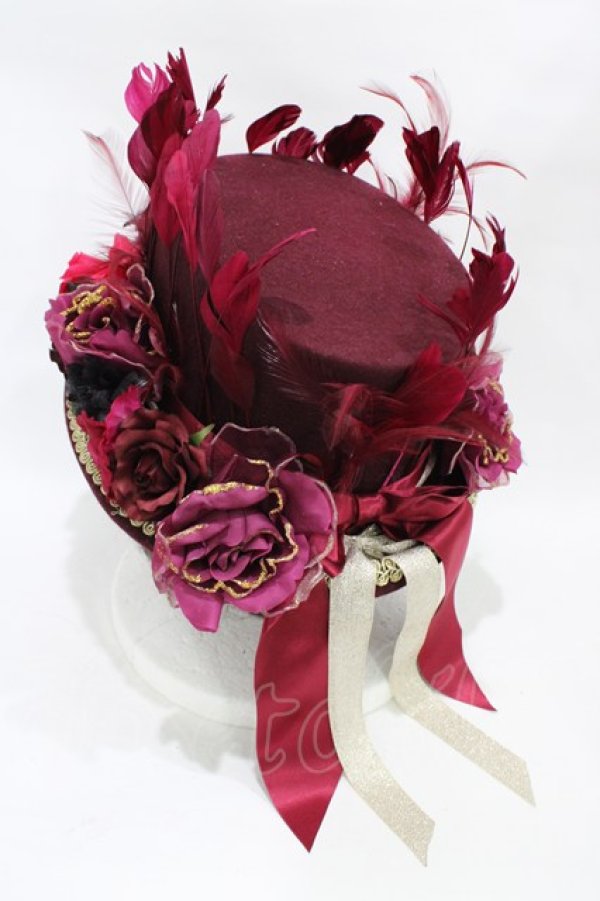 画像2: ALICE and the PIRATES / ローズガーランドのシルクハット  エンジ H-25-12-04-1005-PA-AC-NS-ZH (2)