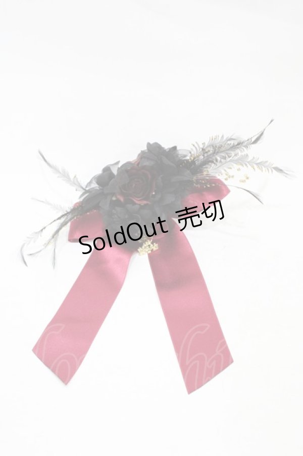 画像1: ALICE and the PIRATES / リボンローズコサージュ  ブラック H-25-12-04-1012-PA-AC-NS-ZH (1)