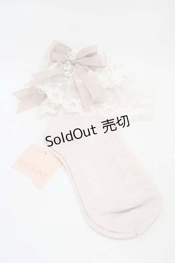 画像1: LIZ LISA / ハートリボンクルー丈ソックス  ピンク H-25-12-04-1015-LO-ZA-NS-ZH (1)