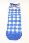 画像1: Angelic Pretty / Lovelyギンガムクルー丈ソックス  ブルー H-25-12-04-1019-AP-ZA-NS-ZH (1)