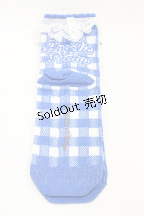 画像2: Angelic Pretty / Lovelyギンガムクルー丈ソックス  ブルー H-25-12-04-1019-AP-ZA-NS-ZH (2)