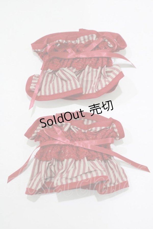 画像1: ALICE and the PIRATES / ストライプお袖留め  ボルドー H-25-12-04-072-PA-ZA-NS-ZH (1)