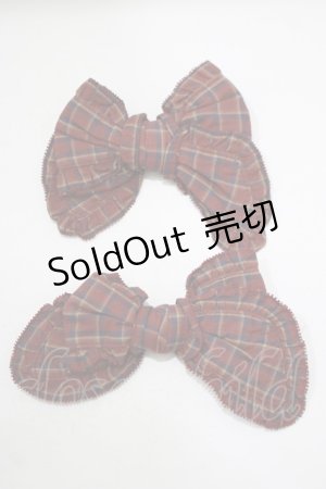 画像: PINK HOUSE / チェックリボンブローチ  ボルドー H-25-12-04-073-LO-AC-NS-ZH