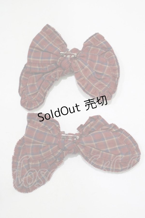 画像2: PINK HOUSE / チェックリボンブローチ  ボルドー H-25-12-04-073-LO-AC-NS-ZH (2)