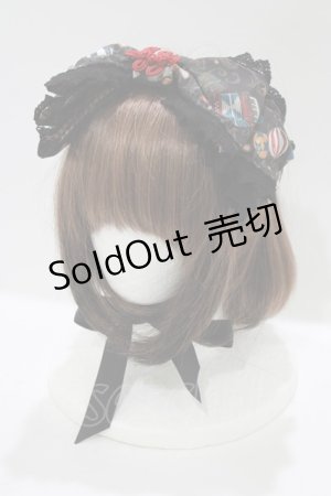 画像: ALICE and the PIRATES / Marionette Chris柄リボンヘッドドレス  ブラック H-25-12-04-076-PA-AC-NS-ZH