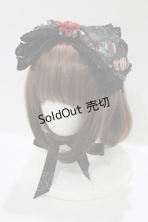 画像1: ALICE and the PIRATES / Marionette Chris柄リボンヘッドドレス  ブラック H-25-12-04-076-PA-AC-NS-ZH (1)