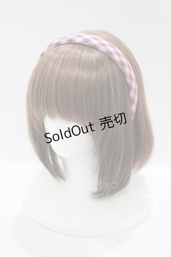 画像1: an another angelus / レトロギンガムカチューシャ  ピンク H-25-12-04-084-CA-AC-NS-ZH (1)