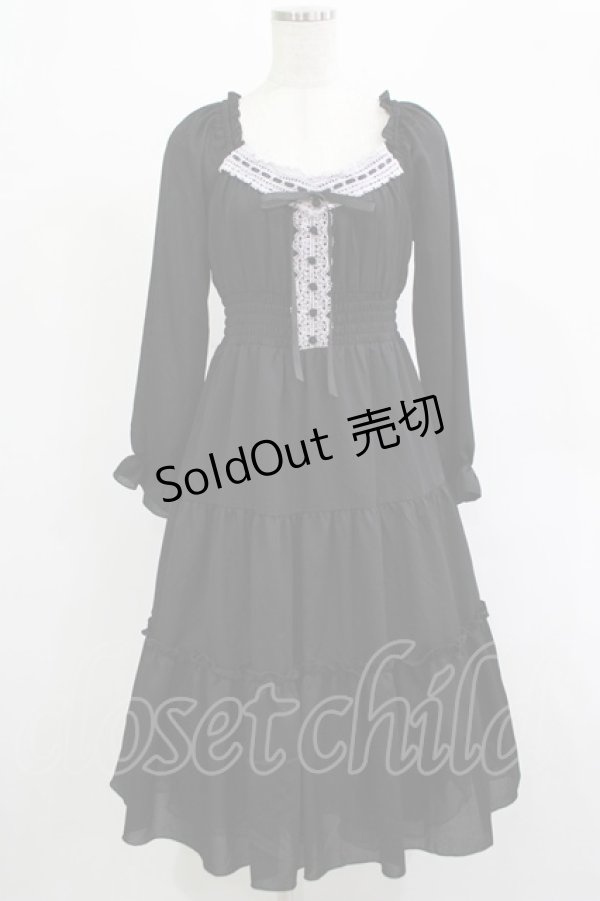 画像1: axes femme POETIQUE / オフショルティアード長袖ワンピース M ブラック H-25-12-04-016-AX-OP-NS-ZH (1)