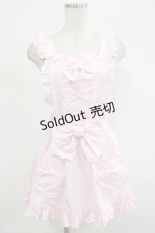 画像1: Angelic Pretty / レースアップSweetsエプロン Free ピンク H-25-12-05-024-AP-OP-NS-ZH (1)