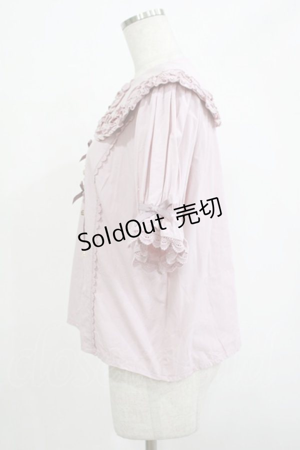 画像2: axes femme Kawaii / 半袖丸襟コットンブラウス M ピンク H-25-12-05-030-AX-BL-NS-ZH (2)