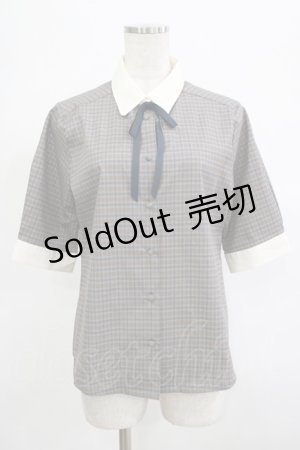 画像: Fi.n.t / タイ付きチェッククレリック5分袖シャツ Free GRAY×NV H-25-12-05-032-CA-BL-NS-ZH