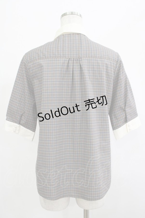 画像3: Fi.n.t / タイ付きチェッククレリック5分袖シャツ Free GRAY×NV H-25-12-05-032-CA-BL-NS-ZH (3)