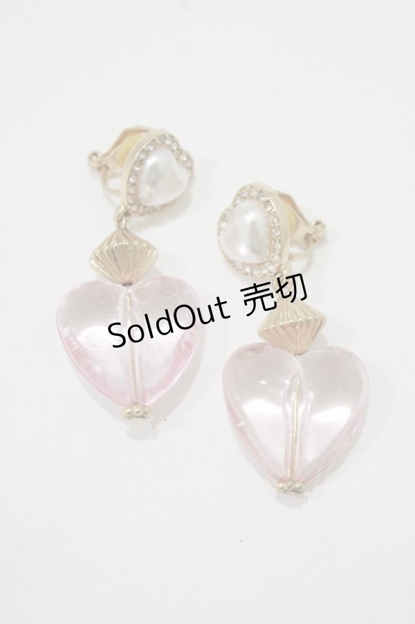 画像1: m petit by misako / AMハートイヤリング  ピンク H-25-12-05-052-LO-AC-NS-ZH (1)