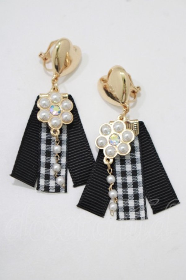 画像1: m petit by misako / AMPLチェックイヤリング  ブラック H-25-12-05-053-LO-AC-NS-ZH (1)