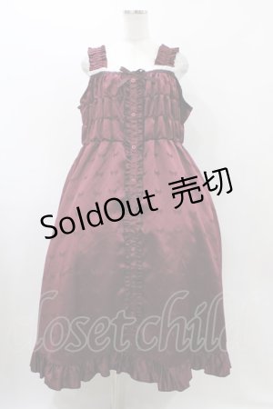 画像: Cherirulu Chocola / リボン柄ジャンパースカート 3L ボルドー H-25-12-05-1037-0-OP-NS-ZH