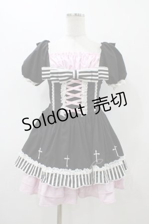 画像: SORCERESS AND NIGHTINGALE（海外ロリータブランド） / クロスワンピース M ブラック/ピンク H-25-12-05-1048-0-OP-YZ-ZH