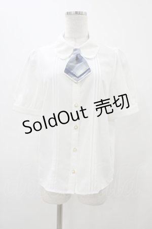 画像: Amavel / Fancy School ネクタイ付シャツブラウス Free オフ/ブルー H-25-12-05-1053-CA-BL-NS-ZH