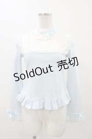 画像: Angelic Pretty / レース立ち襟切替カットソー Free サックス H-25-12-05-1060-AP-TO-NS-ZH