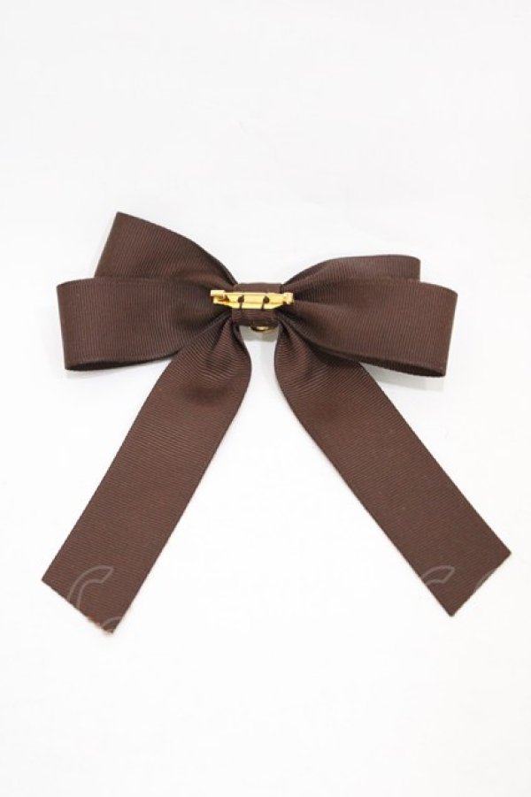 画像2: Amavel / エンブレムボタン付リボンブローチ  ブラウン H-25-12-05-1012-CA-ZA-NS-ZH (2)