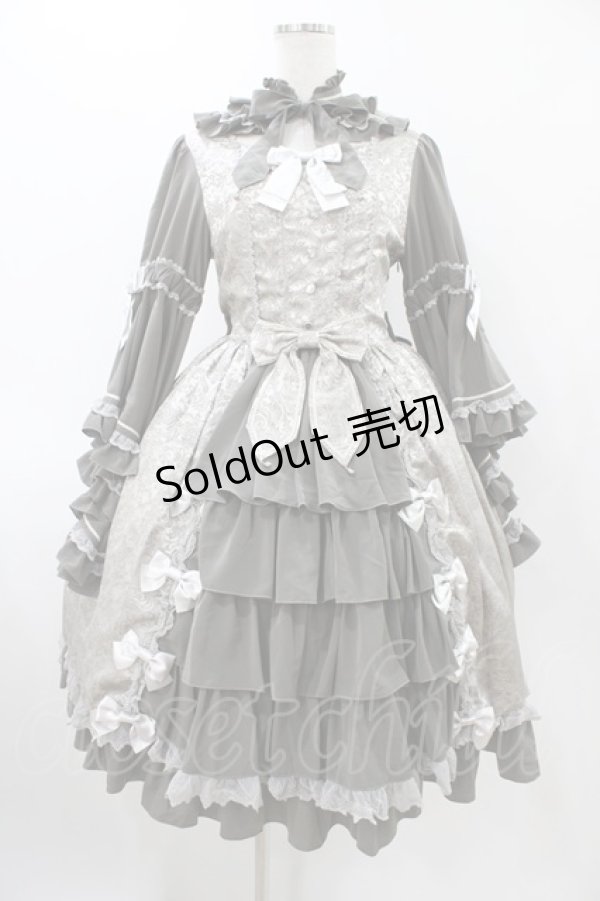 画像1: metamorphose / ノーブルジャガード姫袖ワンピース Free グレー H-25-12-05-1018-ME-OP-NS-ZH (1)