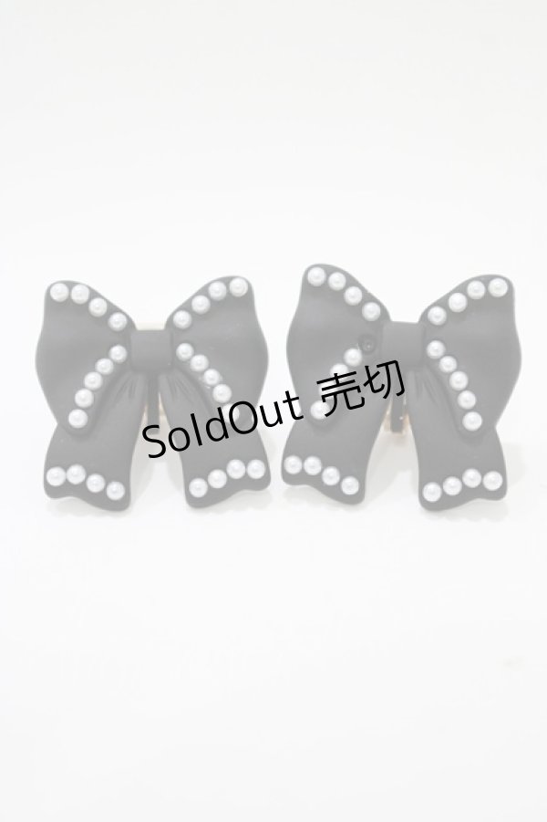 画像1: m petit by misako / AMPLリボンモチーフイヤリング  ブラック H-25-12-05-055-LO-AC-NS-ZH (1)