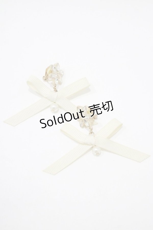 画像1: m petit by misako / AMビジューリボンイヤリング  アイボリー H-25-12-05-057-LO-AC-NS-ZH (1)