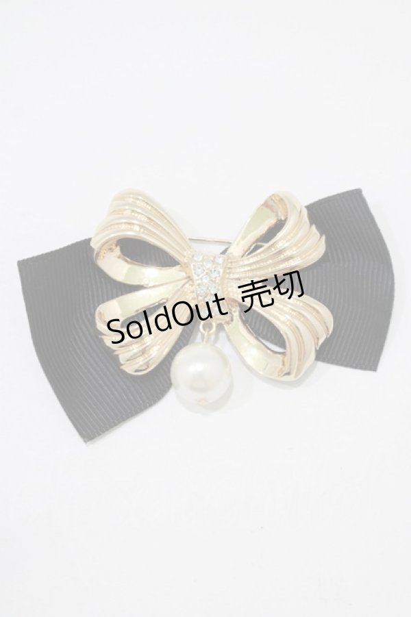 画像1: m petit by misako / AMPLリボンブローチ  ブラック H-25-12-05-059-LO-AC-NS-ZH (1)