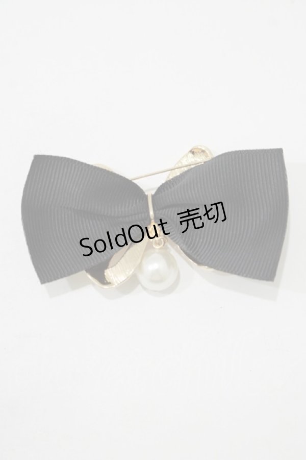 画像2: m petit by misako / AMPLリボンブローチ  ブラック H-25-12-05-059-LO-AC-NS-ZH (2)